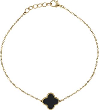 Italian Gold, Inc 14K Yellow Gold Single Clover Bracelet - Onyx
