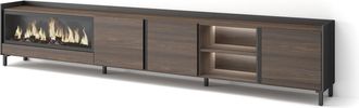 Skraut Home Skraut Home - Mueble Tv, Televisi&oacute;n, Muebles De Sal&oacute;n, Almacenaje, 315x35x61cm, Para Tv Hasta 80, Chimenea El&eacute;ctrica Xxl, Dise&ntilde;o Industrial, Led, Esti