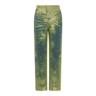 Diesel Straight Trousers, female, Green, Size: W26 Straight Trousers