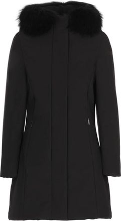 Roberto Ricci Design Zwarte Gewatteerde Jas met Bont Capuchon - Dames - Mantel - Zwart - XL - Jassen