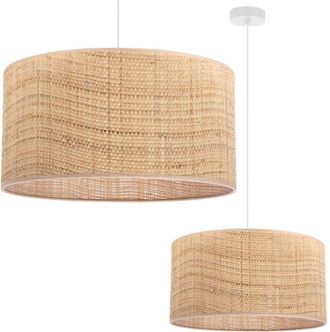 OEM L&aacute;mpara Colgante De Rat&aacute;n Blanco 1 Pantalla Plana De Rat&aacute;n 40cm