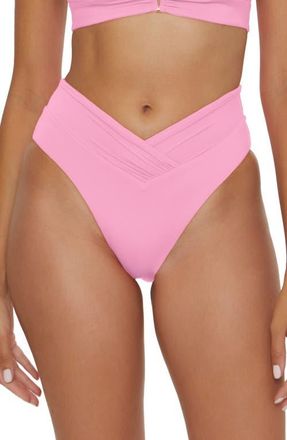 BECCA by Rebecca Virtue Color Code High Waist Bikini Bottoms in Rosy at Nordstrom, Size X-Small