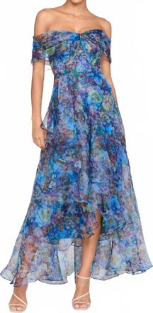 Theia Alona Off Shoulder Gown In Pansy Dream