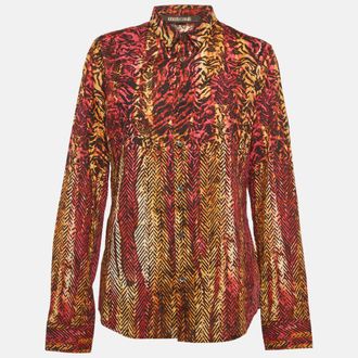 Roberto Cavalli Multicolour Abstract Print Cotton Long Sleeve Shirt