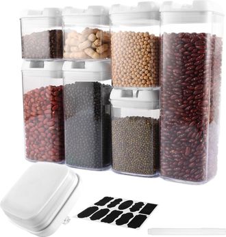 OEM 7 Recipientes De Pl&aacute;stico Transparentes Y Herm&eacute;ticos Para Almacenamiento En La Cocina, Con Tapas Con Cierre, Ideales Para Organizar El Refrigerador