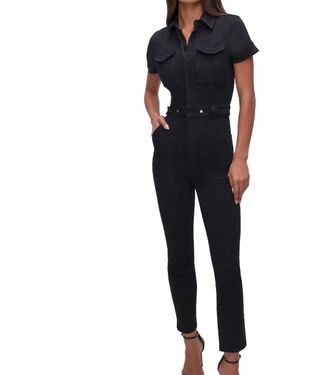 Good American Fit For Success Denim Jumpsuit In Black