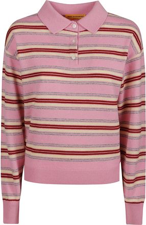 Guest In Residence Striped Polo Neck Cashmere Sweater