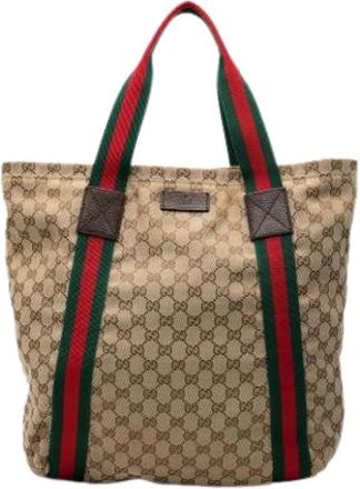 Gucci Pre-owned Canvas Tote Bag - Dames - Vintage Shopper - Beige - ONE Size - Vintage