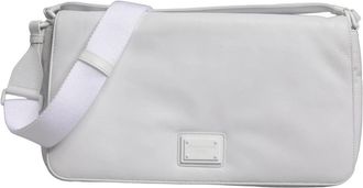 Dolce & Gabbana Logo-Plaque Crossbody Bag - Dames - Schoudertassen - Wit - ONE Size - Katoen - Tassen