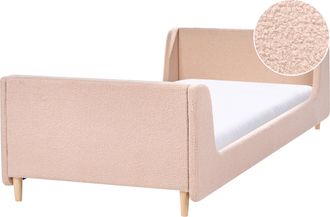 Beliani Cama Con Somier Moderna 90 X 200 Cm Tapizado De Boucl&eacute; Infantil Somier De L&aacute;minas Beige Laye