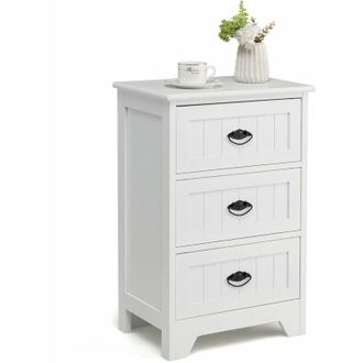 Costway Costway - Wood 3-Drawer Bedside Table Vintage Nightstand Accent End Table Sofa Side Table
