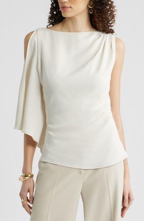 Nordstrom Single Split Sleeve Crepe Top in Ivory Tofu at Nordstrom, Size Xx-Large