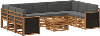 vidaXL Conjunto De Sof&aacute;s De Exterior 10 Uds. Natural Y Antracita Vidaxl