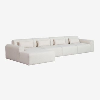 Sklum Sof&aacute; Modular Chaise Longue Izquierdo De 4 Piezas En Borreguito Borjan Sklum