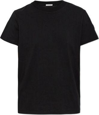 Moncler T-shirt met logo op de mouw - Dames - T-shirts - Zwart - L - Katoen - Tops