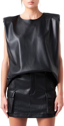 Grey Lab Padded Shoulder Blouson Top in Black at Nordstrom, Size X-Small
