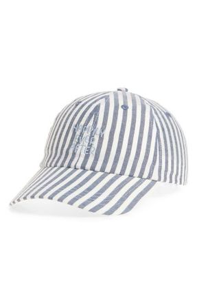 Frasier Sterling Happy Ever After Stripe Cotton Canvas Baseball Cap in Grey at Nordstrom
