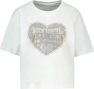 Zadig&Voltaire Taida Heart Strass T-Shirt - Dames - T-shirts - Wit - S - Katoen - Tops