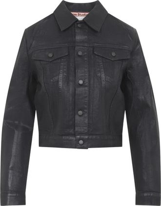 Acne Studios Cropped Trucker Jacket - Dames - Spijkerjassen - Zwart - S - Katoen - Jassen