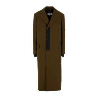 Maison Margiela Single-Breasted Coats, female, Brown, Size: 3XS Stylish Mud Polyester Coat
