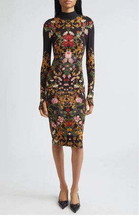Alice & Olivia Delora Midi Dress In Evermine