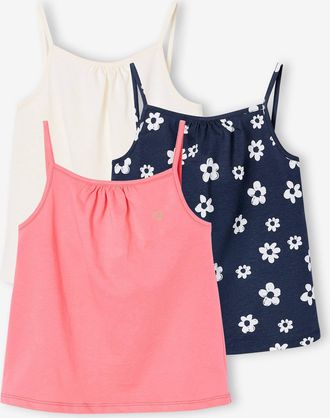 Vertbaudet 3er-Pack M&auml;dchen Tr&auml;gertops BASICS wollwei&szlig;