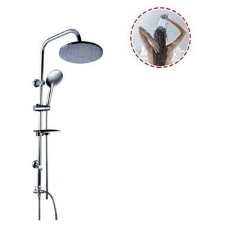 Trade Shop Trade Shop - Kit Columna De Ducha Barra Corredera Ducha De Mano Multichorro Fijo 69128 Jabonera