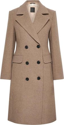 Inwear Jassen, Dames, Beige, L, Wol, Bruine Wollen Blend Reversjas Buitenkleding