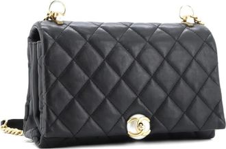 Chanel Pearl CC Accordion Flap Bag Quilted Calfskin Medium shoulder bag - Zwart