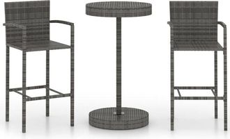 vidaXL Conjunto de bar para jardín 3 piezas ratán sintético gris Vidaxl