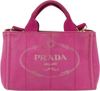 Prada Pre-owned Tote Bags, female, Pink, Size: ONE SIZE Pre-owned Vintage Canvas Tote Bag