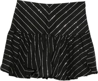 Sandro Gestreepte rok met A-lijn en verfraaid met pailletten - Zwart