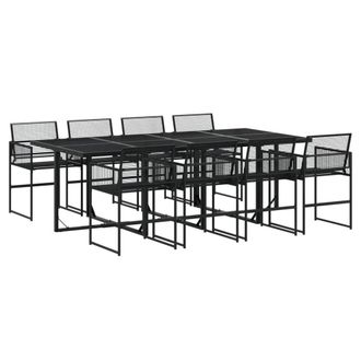 Berkfield Home 9 Piece Garden Dining Set Black Poly Rattan