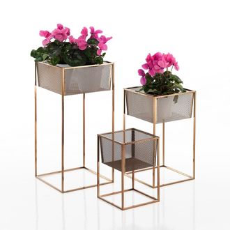Oresteluchetta Set De 3 Porta Macetas De Acero Dise&ntilde;o Moderno Minimalista Chance
