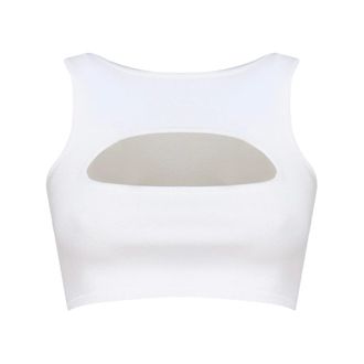 Dsquared2 Tops, Dames, Wit, L, Katoen, Stijlvolle mouwloze top