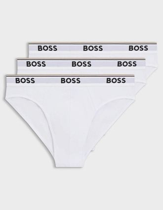 HUGO BOSS Mens BOSS Orange 3 Pack Mens Power Briefs - White 100 - Size: 37/36/32