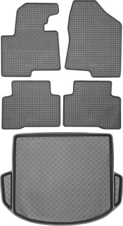 OEM Juego De Alfombrillas De Goma Para Coche Y Alfombrilla Para Maletero Para Hyundai Santa Fe Iii Suv (2012-2015)