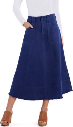 Wash Lab Denim Patch Pocket Denim Midi Skirt in Blue Stone at Nordstrom, Size 28