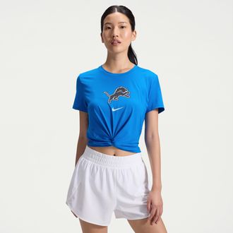 Nike Detroit Lions Rivalries Collection One Classic Twist Nike Womens Dri-FIT NFL T-Shirt in Blue | 04PS45A9J-FJD