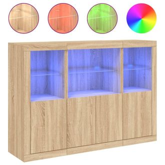 Berkfield Home Sideboards with LED Lights 3 pcs Sonoma Oak Engineered Wood in Light Tan