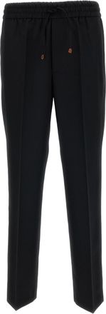 Dr&ocirc;le de Monsieur Tailored Black Drawstring Waist Trousers with Pressed Crease