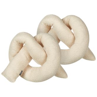 Beliani Conjunto De 2 Cojines Modernos 172 X 14 Cm Tela Afelpada Almohada M&uacute;ltiples Formas Textil Decoraci&oacute;n Accesorios Sala De Estar Dormitorio Beige Gladiol