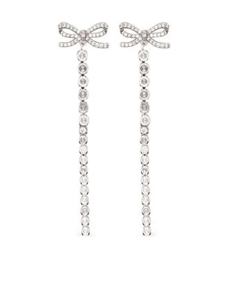 Self Portrait bow-embellished drop earrings - Silver