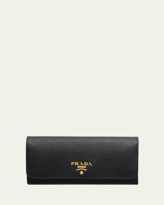 Prada Bifold Flap Leather Long Wallet