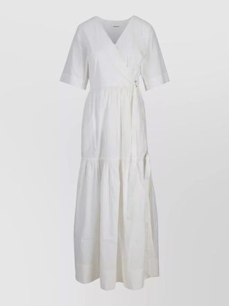 Parosh dress v neckline wrap design short sleeves