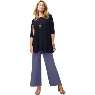 Jessica London Everyday Stretch Knit Wide Leg Pant in Deep Dusk at Nordstrom, Size 32Short