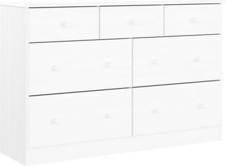 vidaXL Cómoda cajonera ALTA madera maciza pino blanco 112x35x73 cm vidaXL