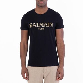 Balmain Logo Embossed Cotton T Shirt, Size Small