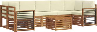 vidaXL Conjunto De Sof&aacute;s De Exterior 8 Uds. Natural Y Crema Vidaxl