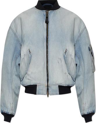 Balenciaga Denim Bomber Jacket - Dames - Spijkerjassen - Blauw - M - Denim - Jassen